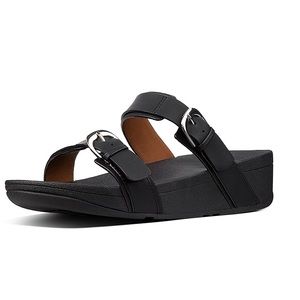 Fitflop Edit Slide wedge strap sandals comfort leather Black sz 7 sandals